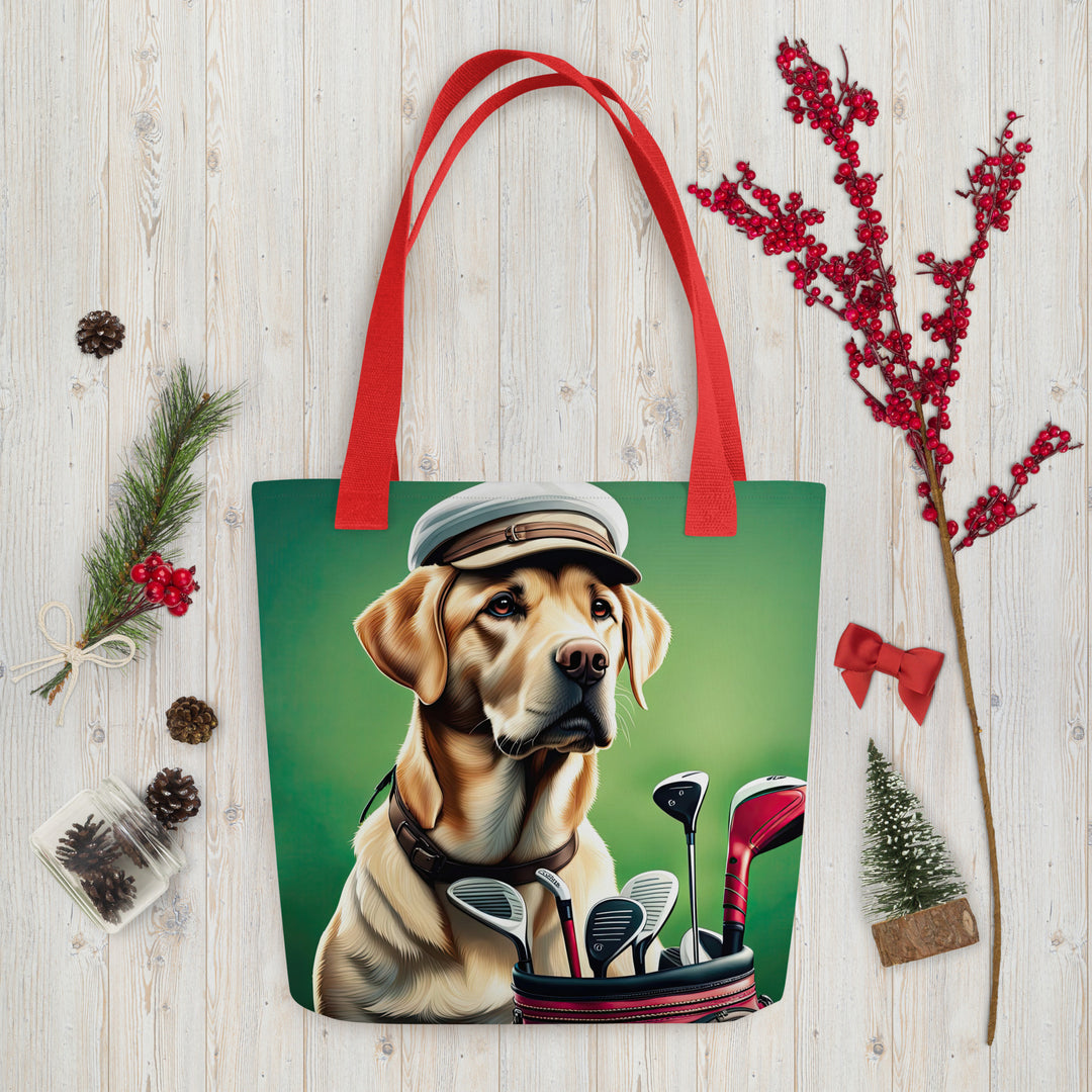 Tote bag-Labrador Retriever Golfer V2