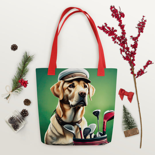 Tote bag-Labrador Retriever Golfer V2