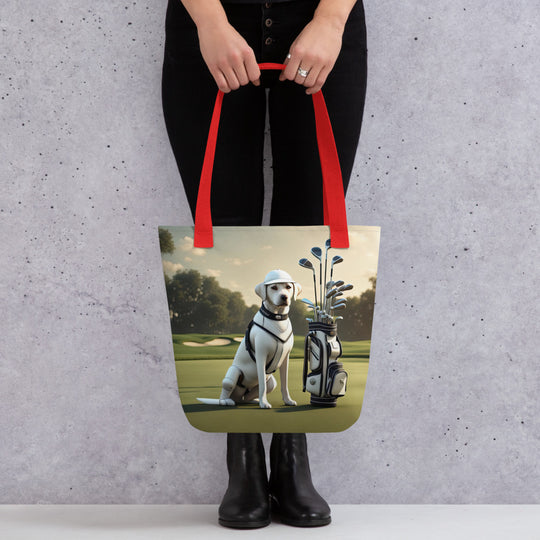 Tote bag-Labrador Retriever Golfer V8