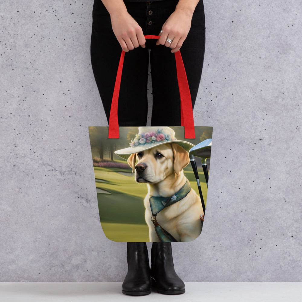 Tote bag-Labrador Retriever Golfer V12