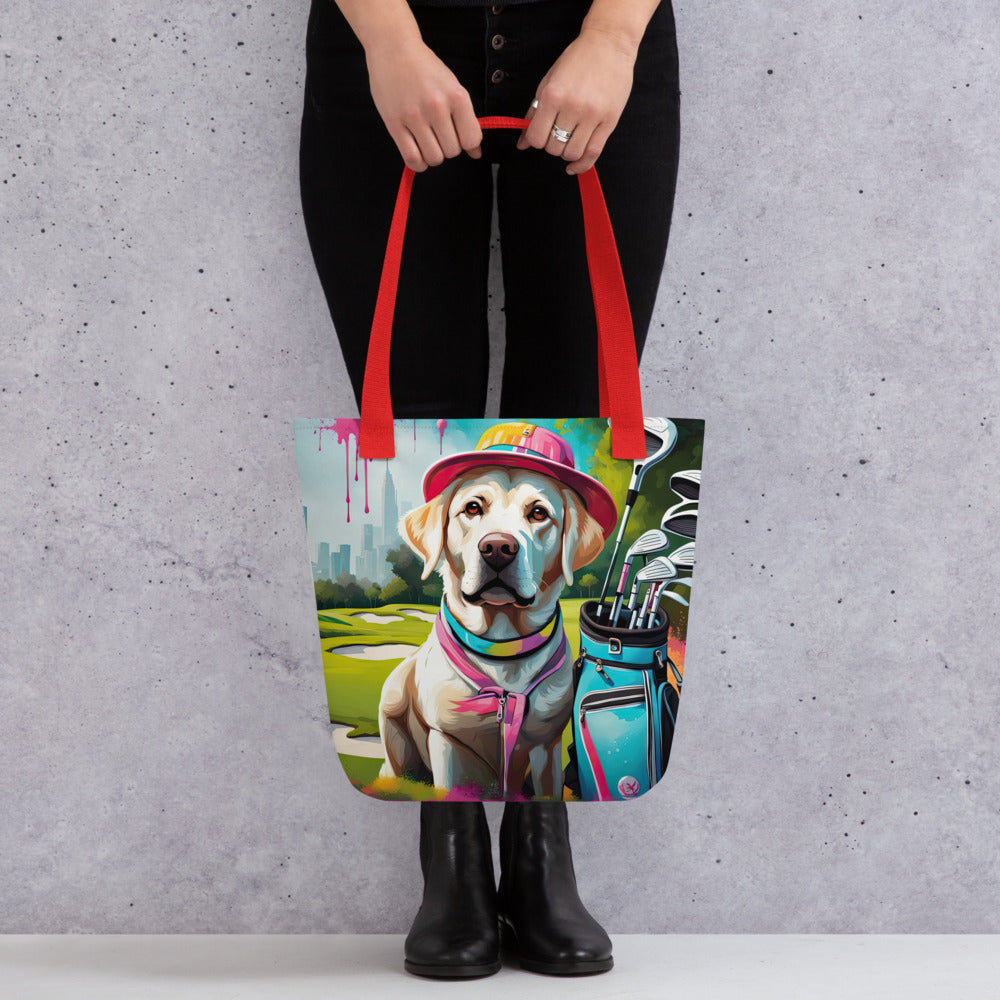 Tote bag-Labrador Retriever Golfer V14