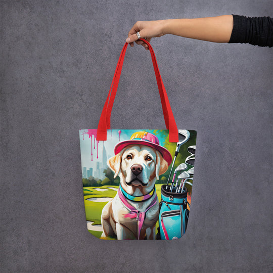 Tote bag-Labrador Retriever Golfer V14