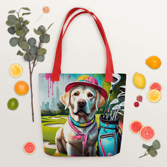 Tote bag-Labrador Retriever Golfer V14