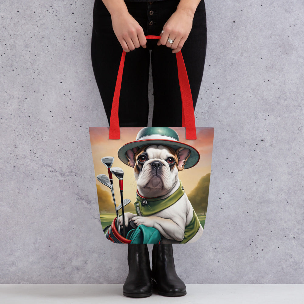 Tote bag-French Bulldog Golfer V9