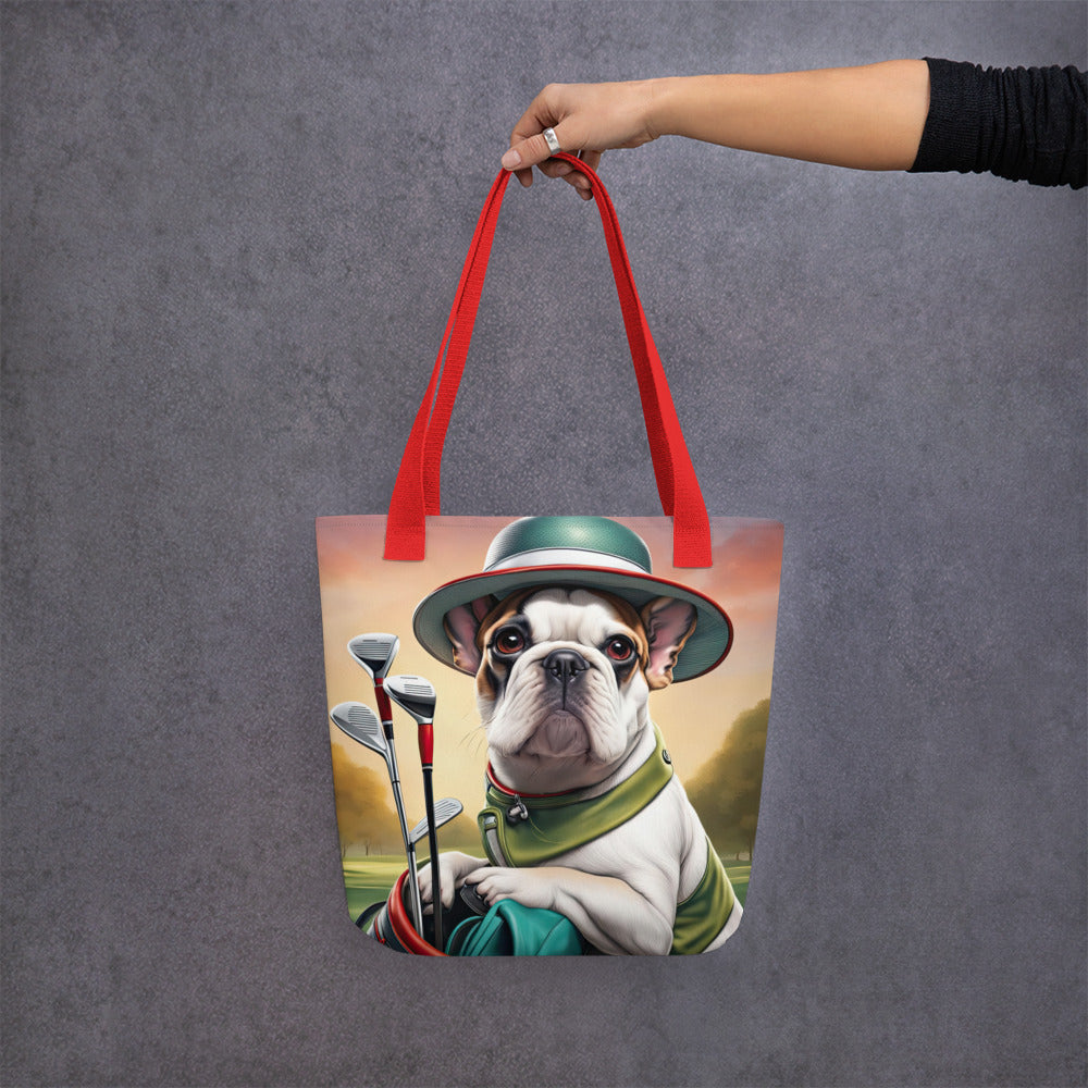 Tote bag-French Bulldog Golfer V9