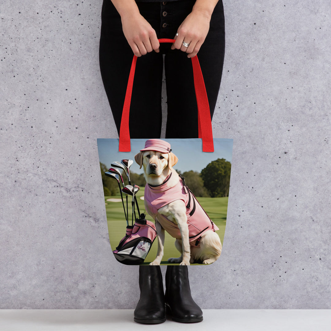 Tote bag-Golden Retriever Golfer