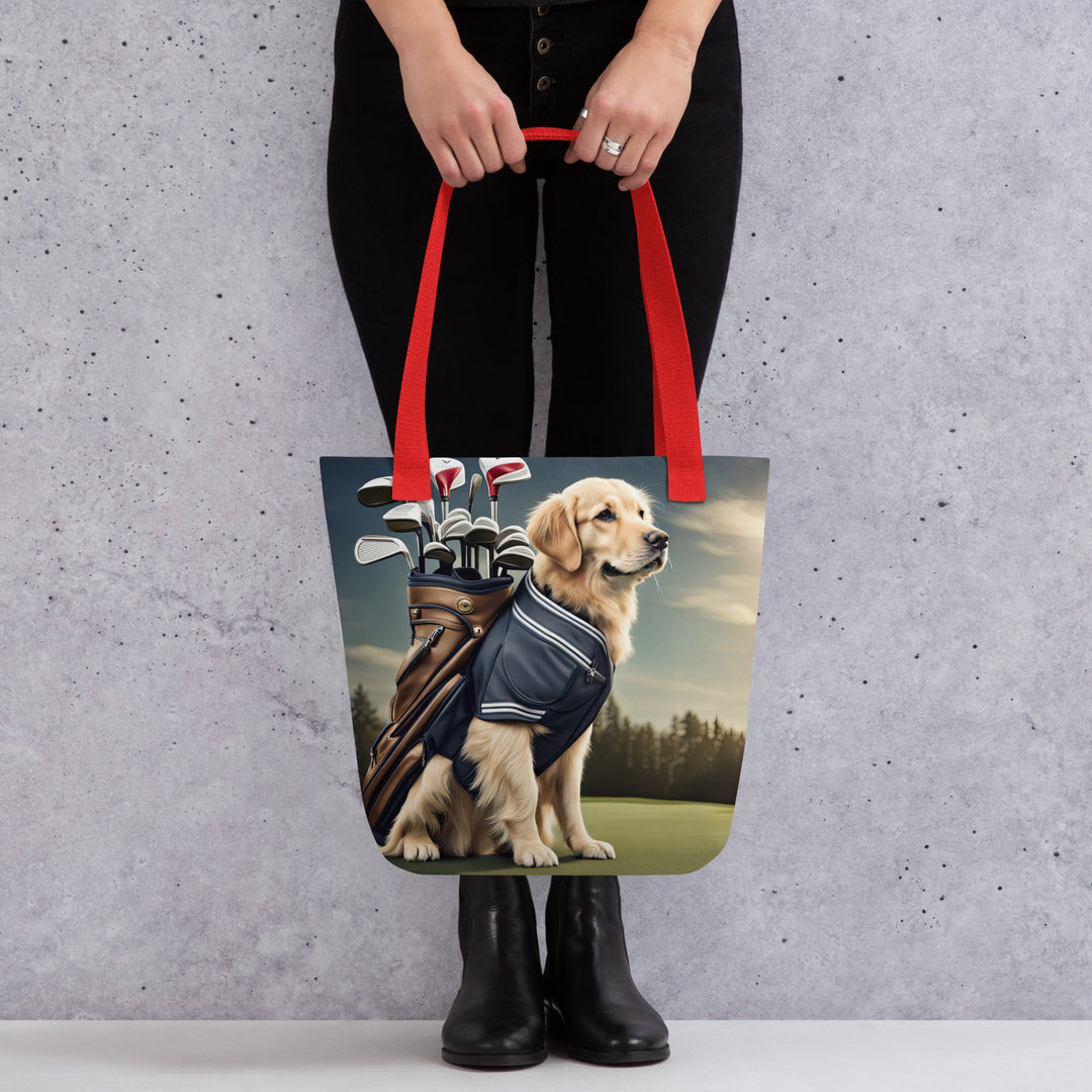 Tote bag-Golden Retriever Golfer V3