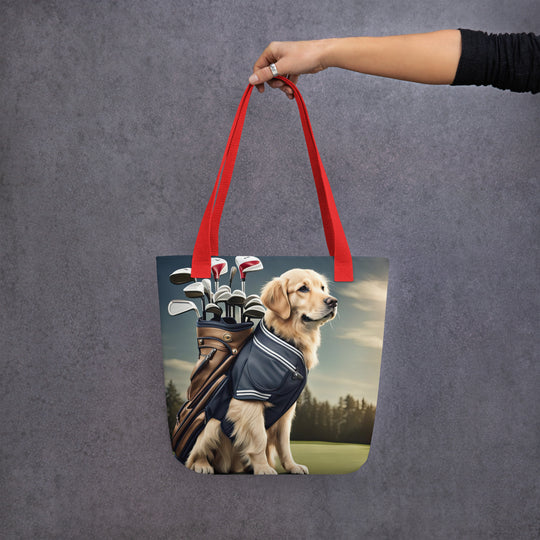 Tote bag-Golden Retriever Golfer V3