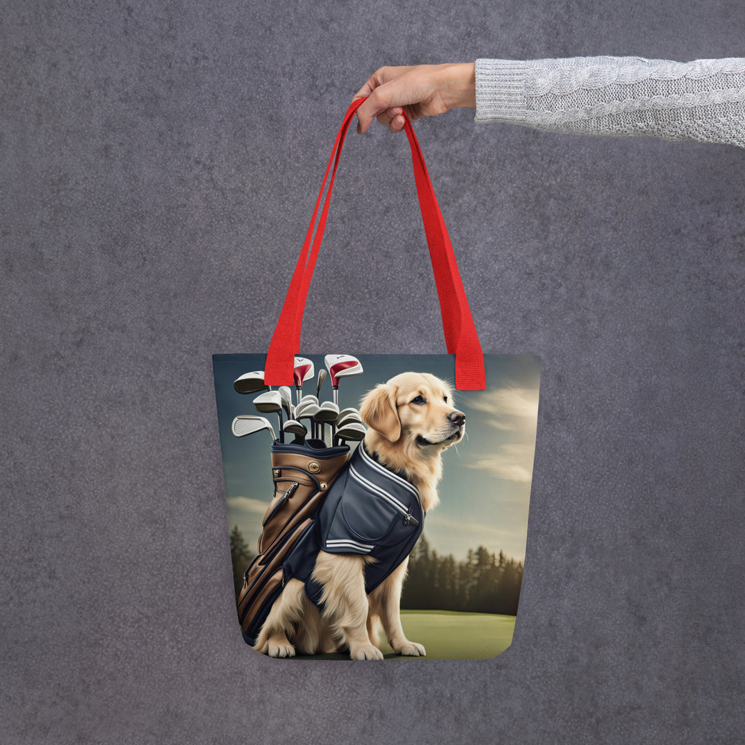 Tote bag-Golden Retriever Golfer V3