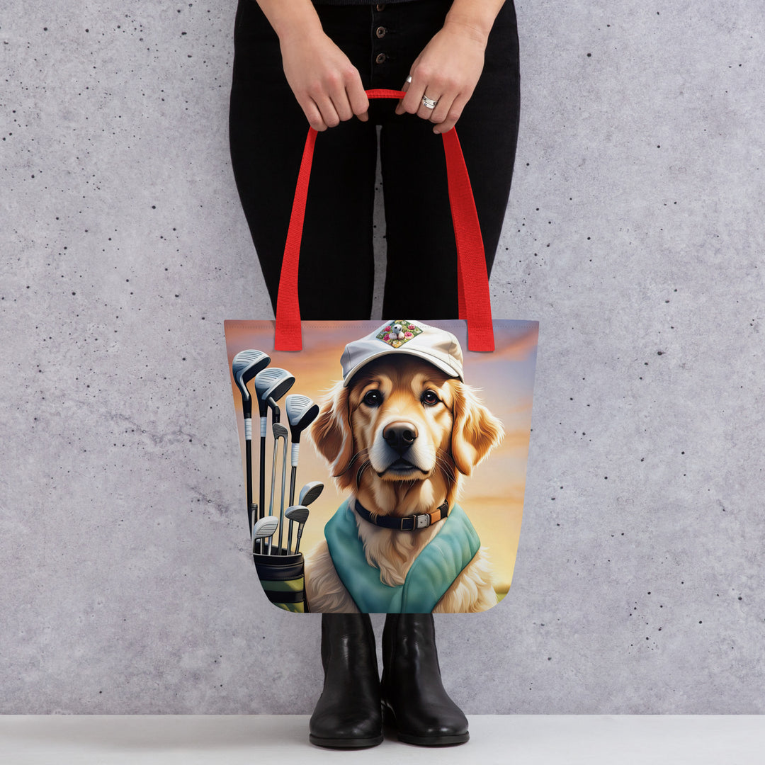 Tote bag-Golden Retriever Golfer V4