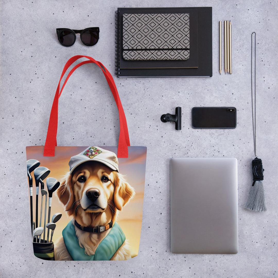 Tote bag-Golden Retriever Golfer V4