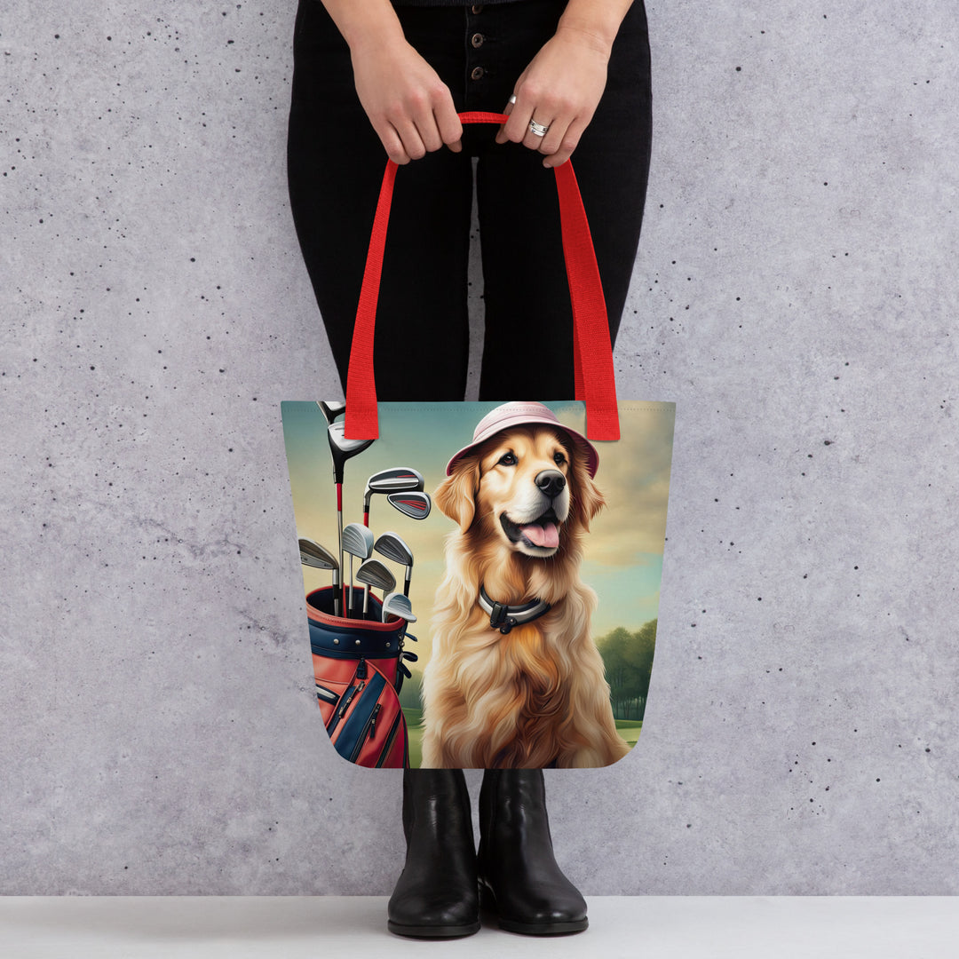 Tote bag-Golden Retriever Golfer V5