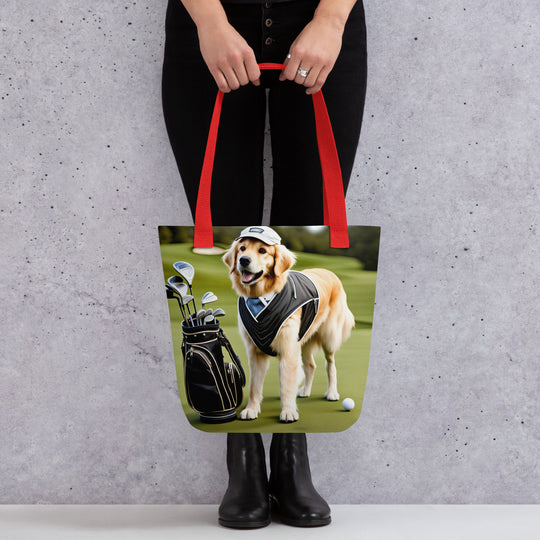 Tote bag-Golden Retriever Golfer V6