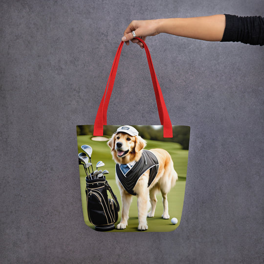 Tote bag-Golden Retriever Golfer V6