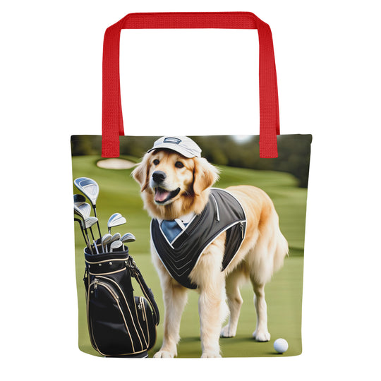 Tote bag-Golden Retriever Golfer V6