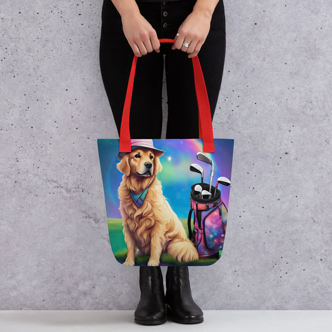 Tote bag-Golden Retriever Golfer V7