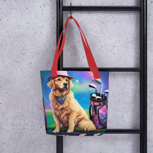 Tote bag-Golden Retriever Golfer V7