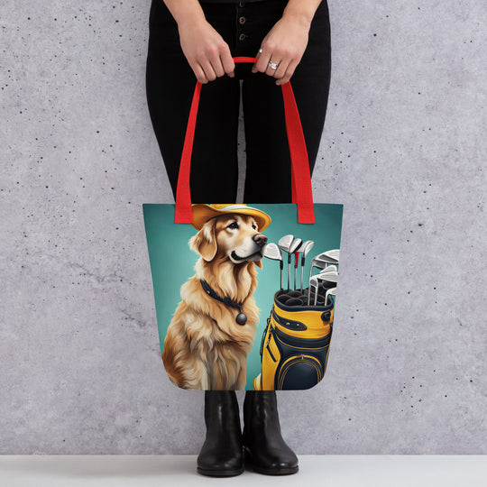 Tote bag-Golden Retriever Golfer V8