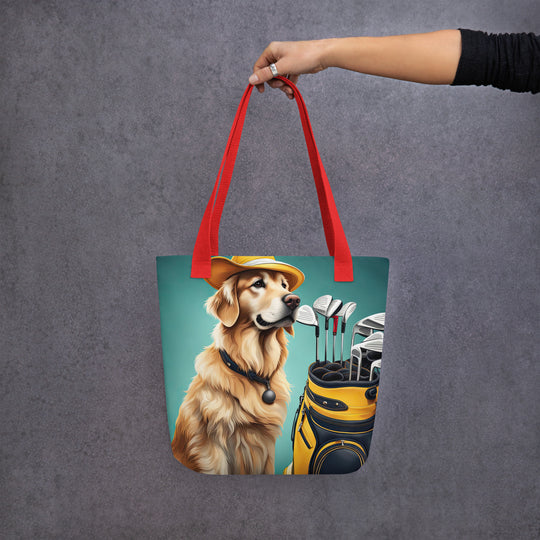 Tote bag-Golden Retriever Golfer V8