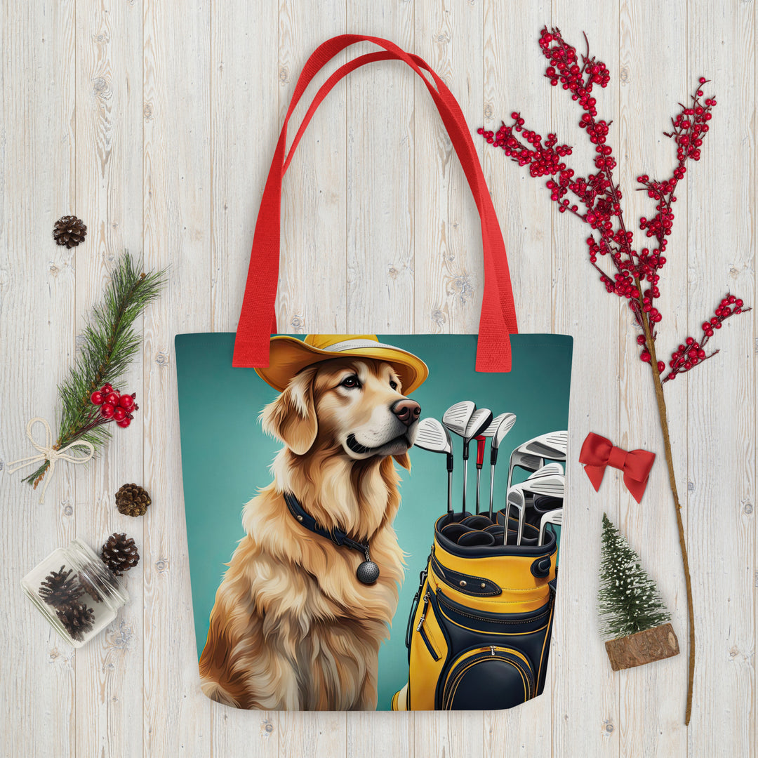 Tote bag-Golden Retriever Golfer V8