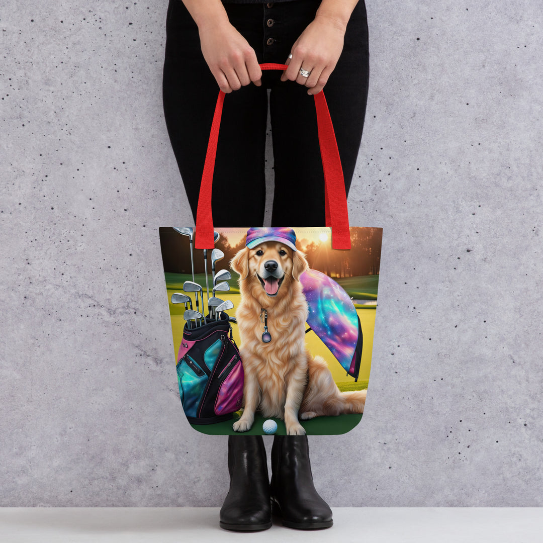 Tote bag-Golden Retriever Golfer V9