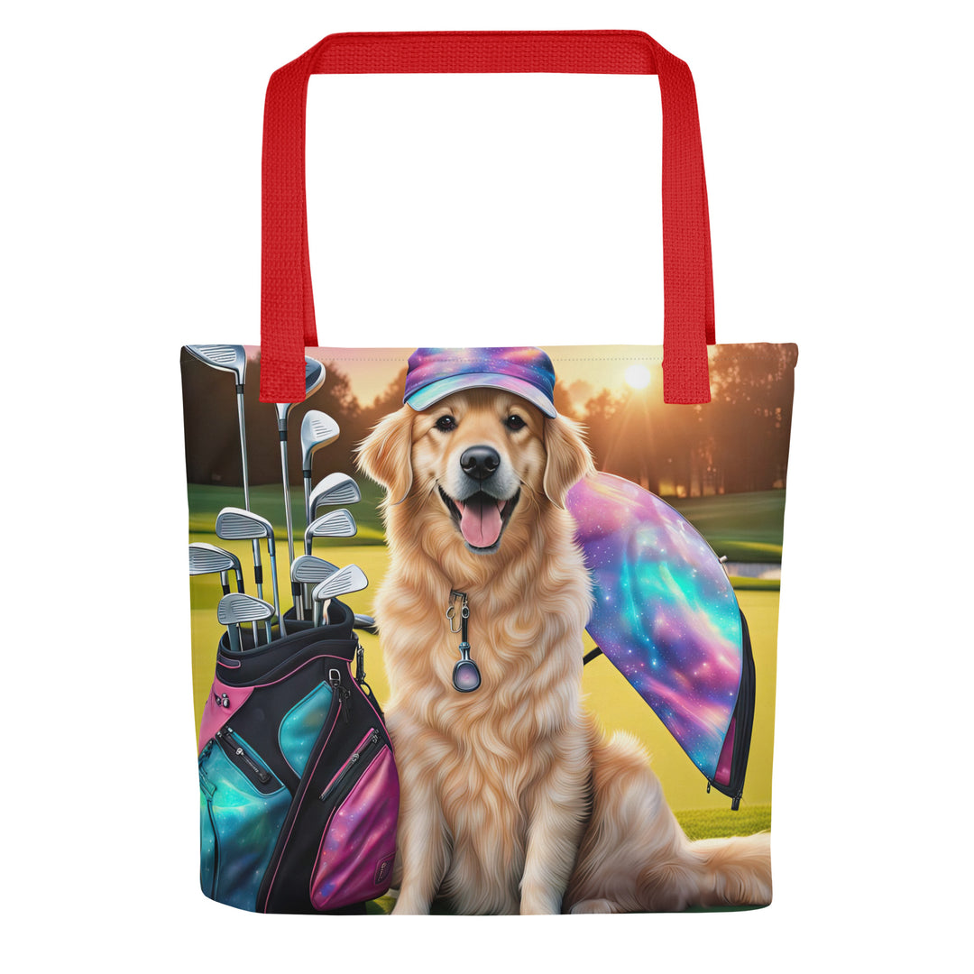 Tote bag-Golden Retriever Golfer V9