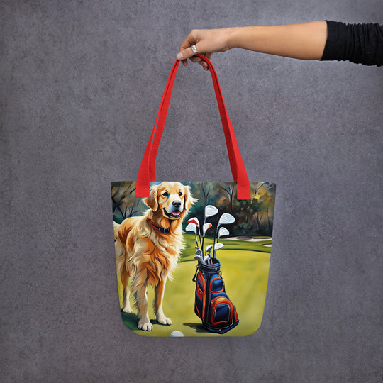 Tote bag-Golden Retriever Golfer V10