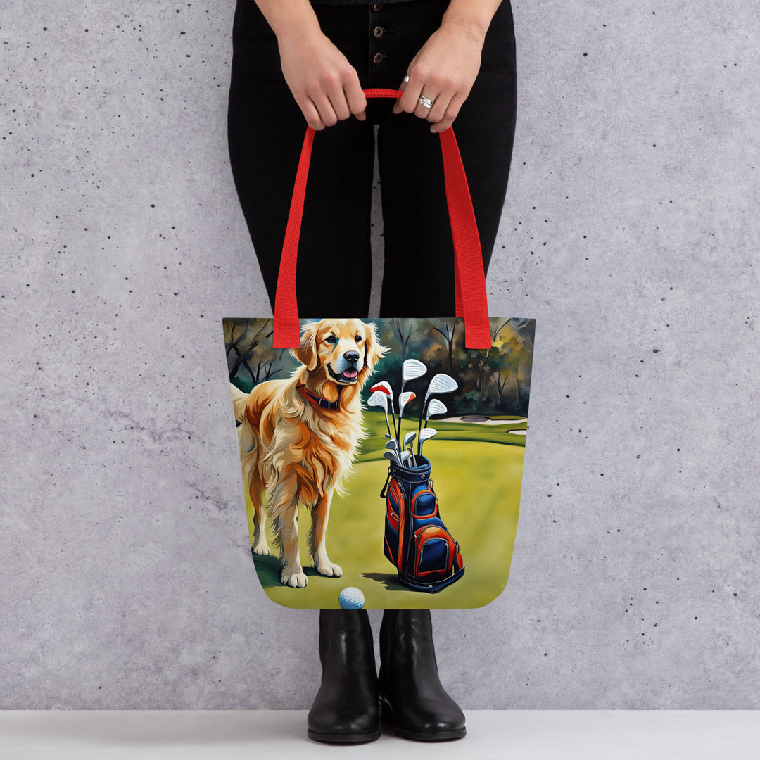 Tote bag-Golden Retriever Golfer V10