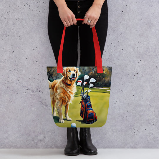 Tote bag-Golden Retriever Golfer V10