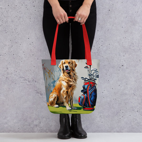 Tote bag-Golden Retriever Golfer V11