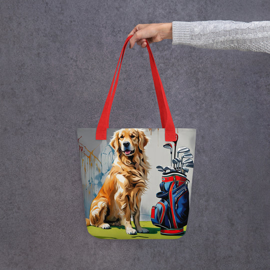 Tote bag-Golden Retriever Golfer V11