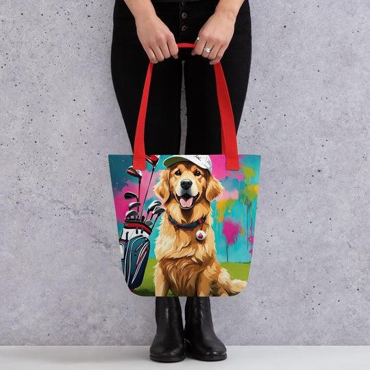 Tote bag-Golden Retriever Golfer V12