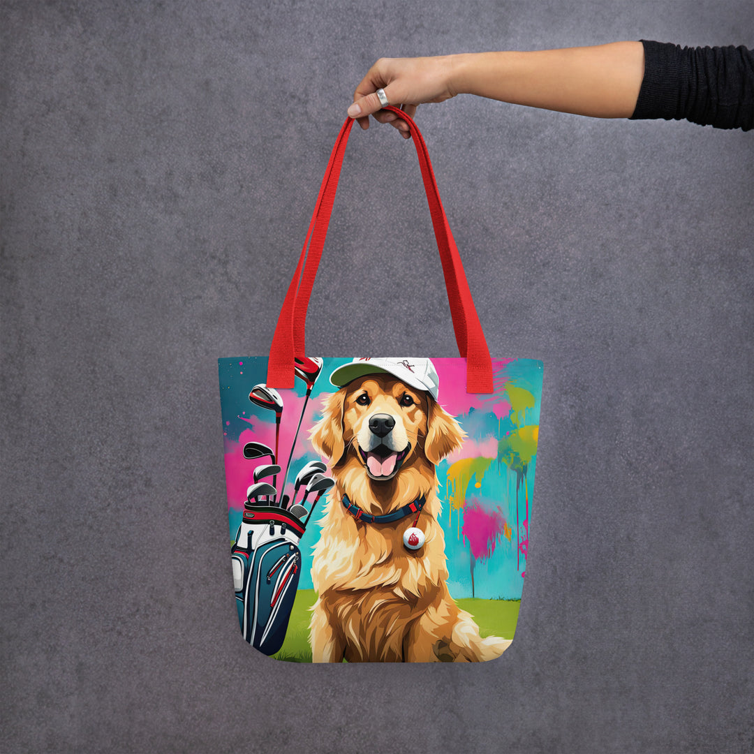 Tote bag-Golden Retriever Golfer V12