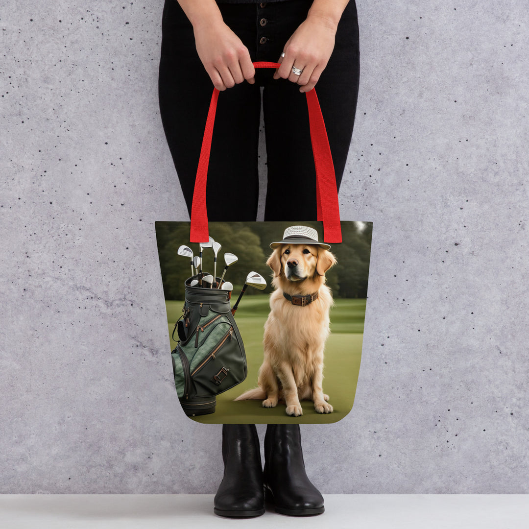 Tote bag-Golden Retriever Golfer V13