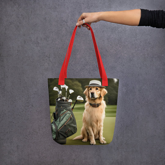 Tote bag-Golden Retriever Golfer V13