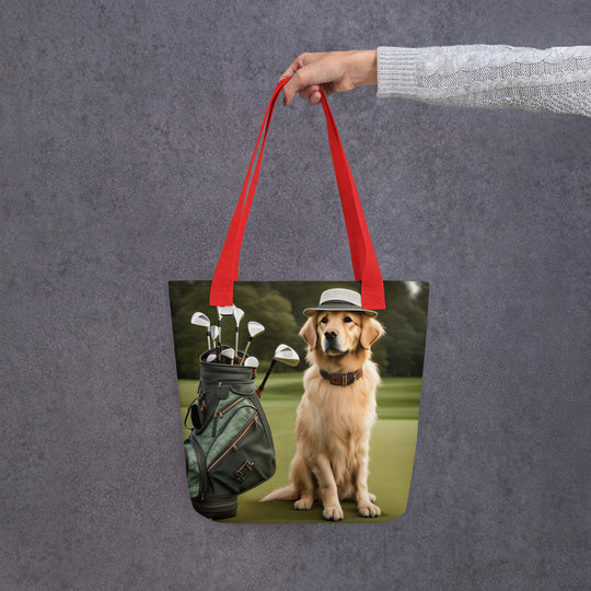 Tote bag-Golden Retriever Golfer V13