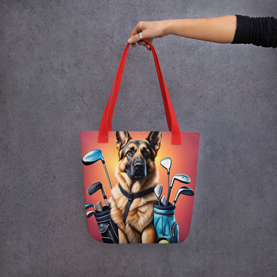 Tote bag-German Shepherd Golfer V2