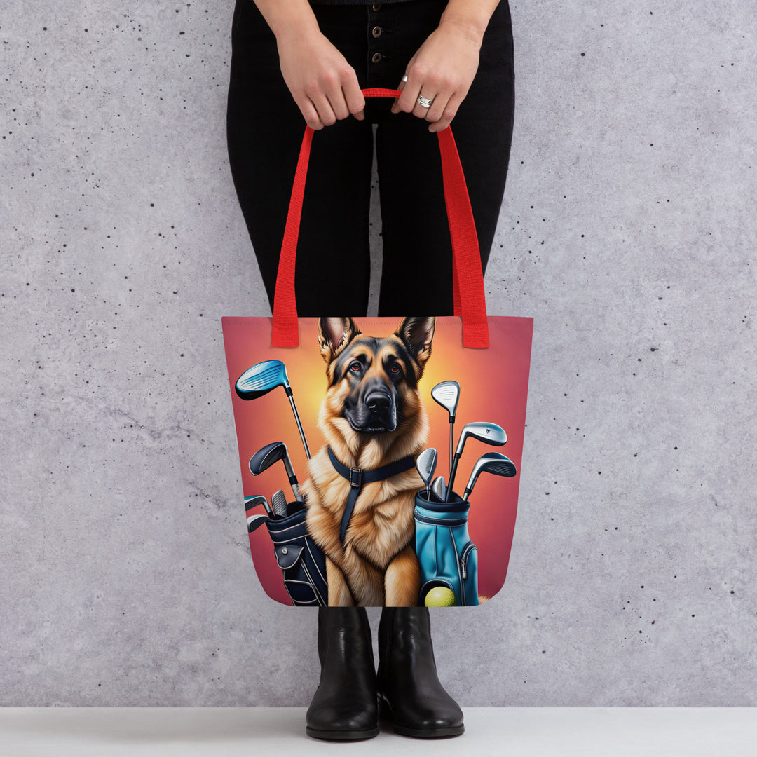 Tote bag-German Shepherd Golfer V2