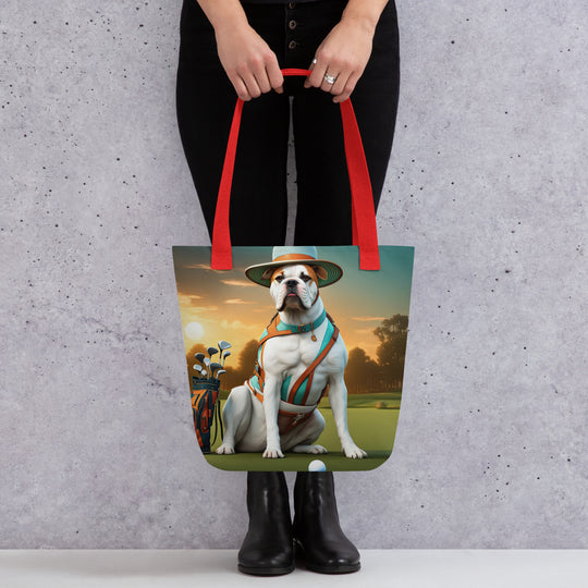 Tote bag-American Bulldog Golfer