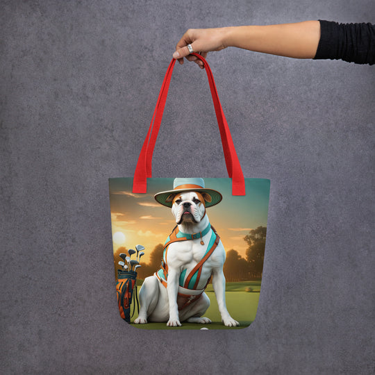 Tote bag-American Bulldog Golfer