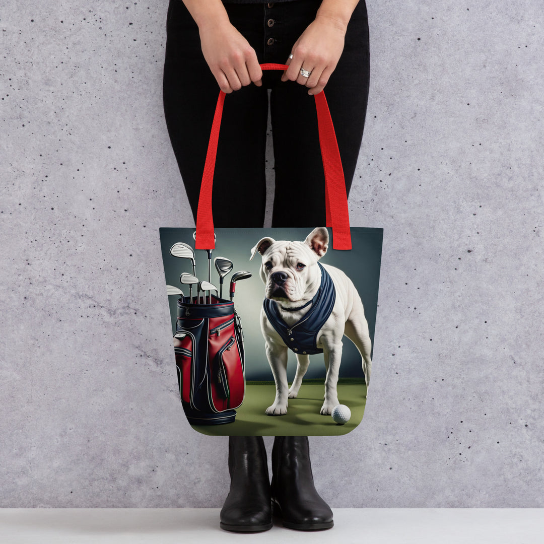 Tote bag-American Bulldog Golfer V2