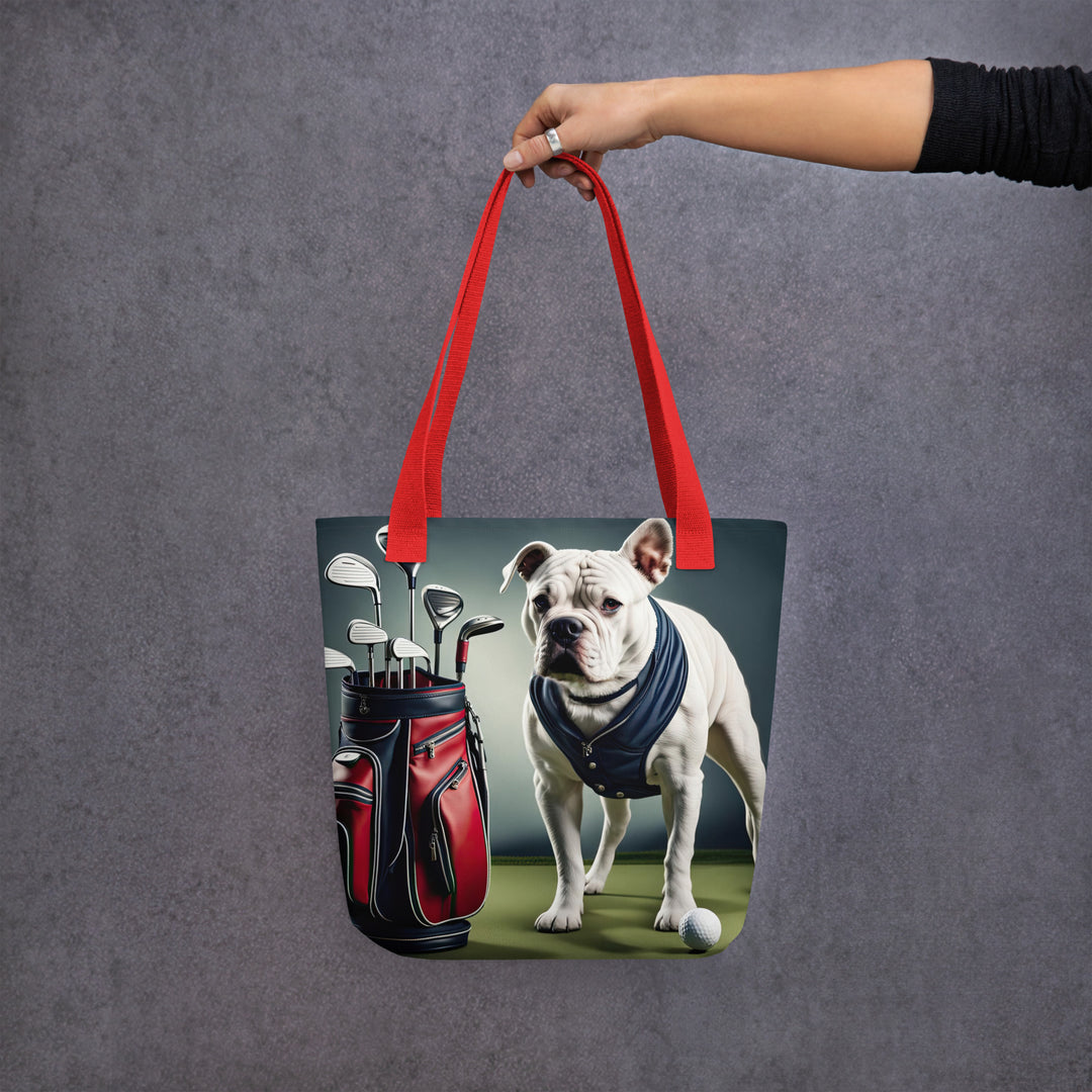 Tote bag-American Bulldog Golfer V2