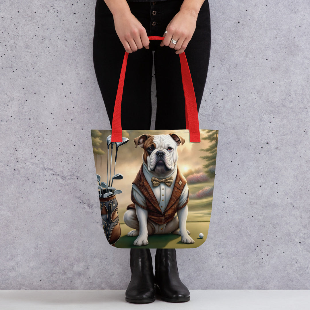 Tote bag-American Bulldog Golfer V3