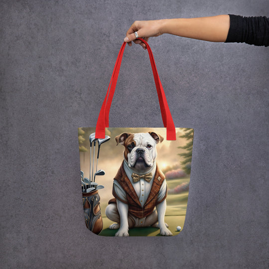 Tote bag-American Bulldog Golfer V3