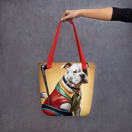 Tote bag-American Bulldog Golfer V5