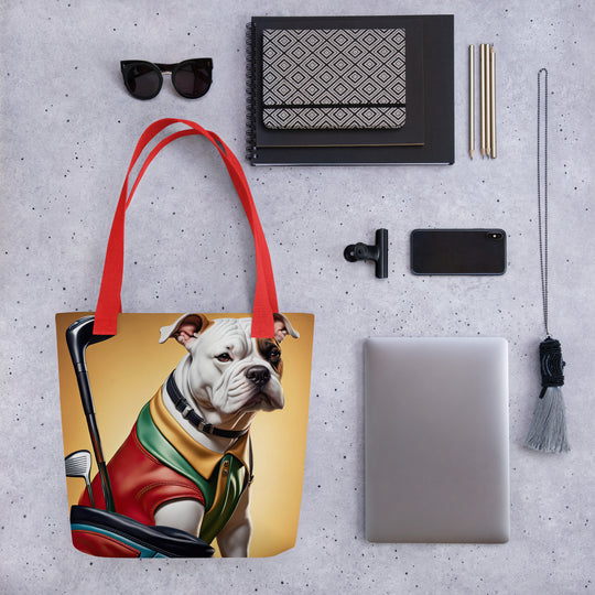 Tote bag-American Bulldog Golfer V5