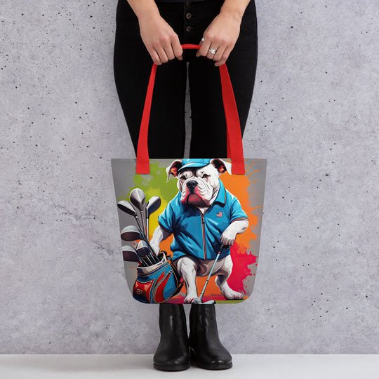 Tote bag-Bulldog Golfer