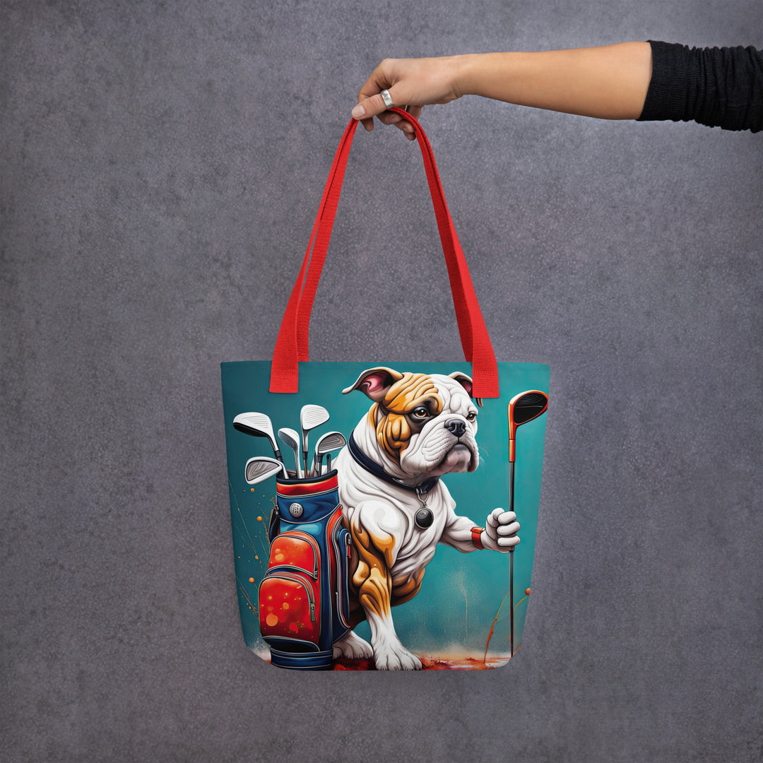 Tote bag-Bulldog Golfer V2