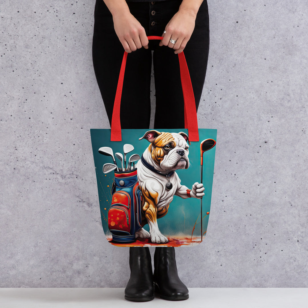 Tote bag-Bulldog Golfer V2