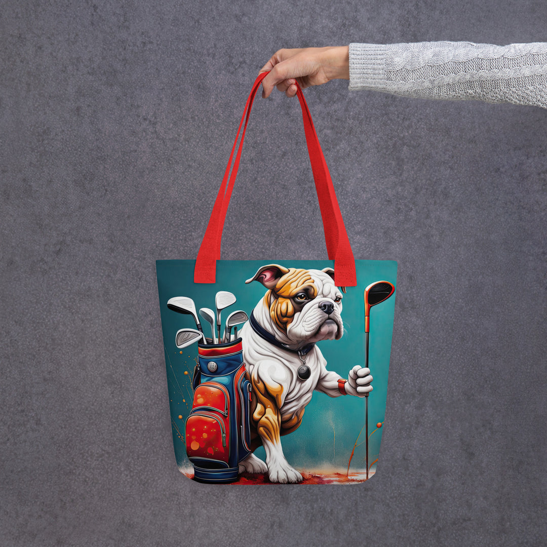 Tote bag-Bulldog Golfer V2